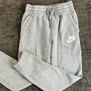 Nike Gray Kids Fleece Joggers with White Logo